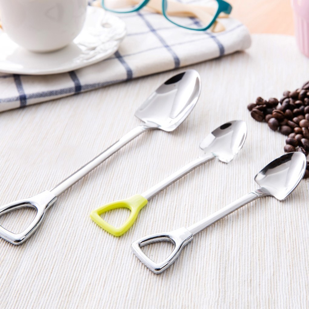 Stainless Steel Shovel Shape Spoon Tea Coffee Sugar Spoons Ice Cream Dessert Spoon