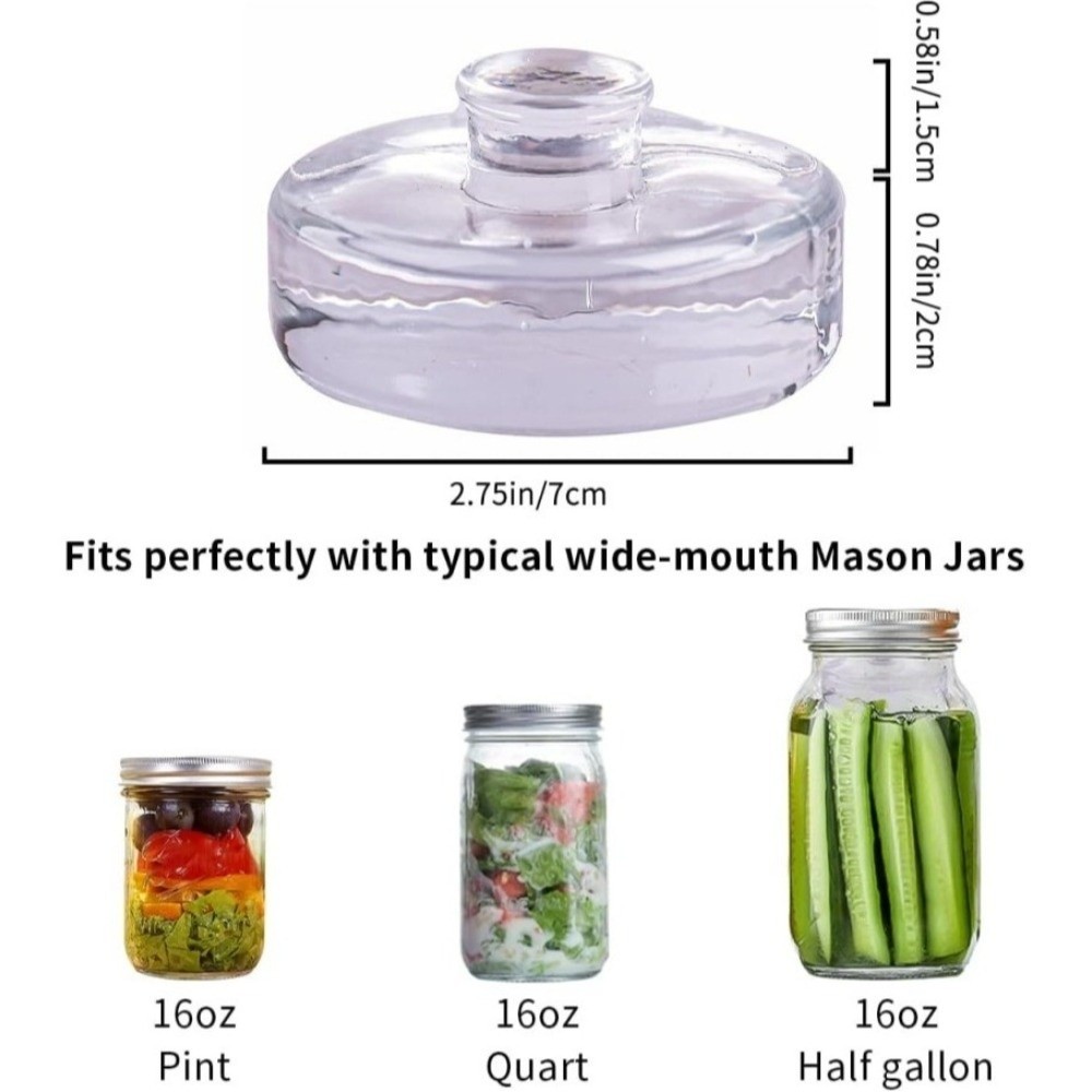 Fermented Glass Weights Clear with Handle Wide Mouth Mason Jar Lid Sealed Kitchen Gadgets Heavy Fermenting Weights Kimchi Making