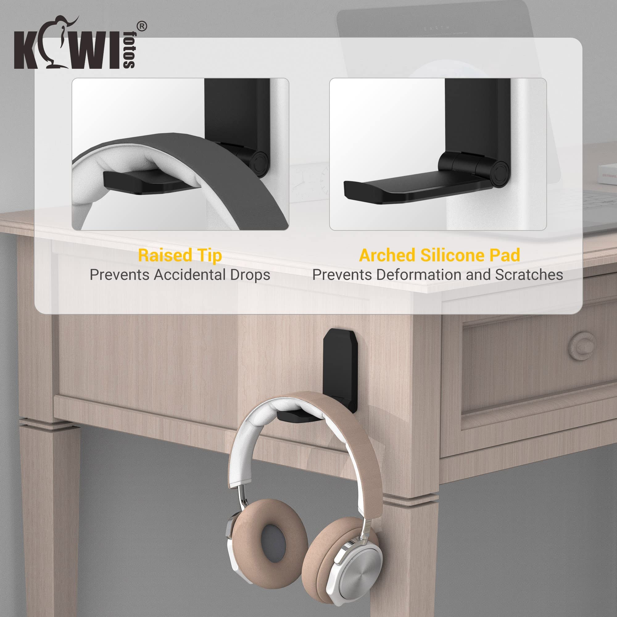 2er Pack Kopfhörer KleiderbüGel PC Spielen Headset Halfter Ständer Kleber Halfter Halterung für Zauberstab faltbare Kopfhörer Haken halterung unter Schreibtisch