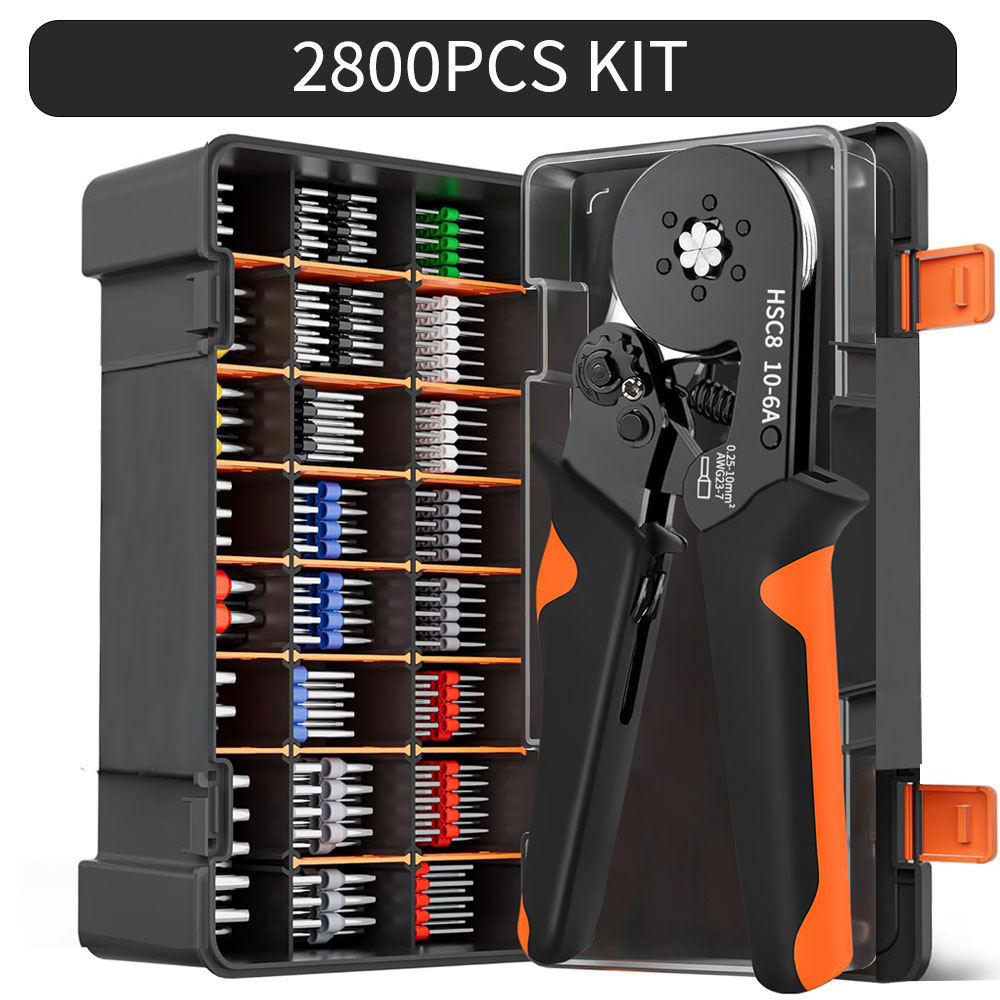 Ferrule Sleeves Terminal Crimping Tools Mini Electrical Pliers HSC8 6-4/6-6(0.25-10mm²/0.25-6mm²) Wire Connection Repair Clamp: Brown