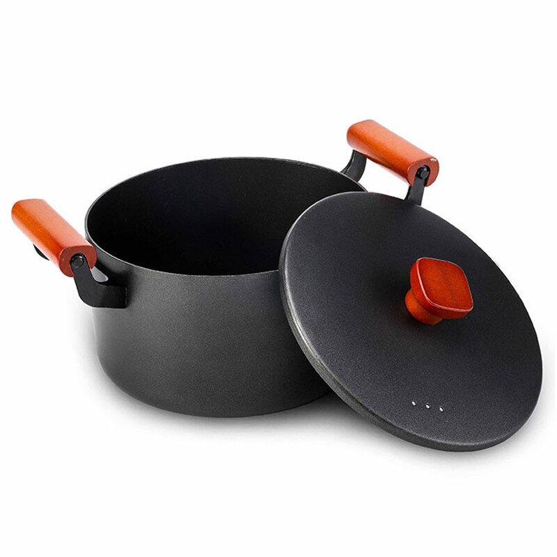 large capacity pot super deep pot with lid durable and good heat conduction Cooking Pot Wooden