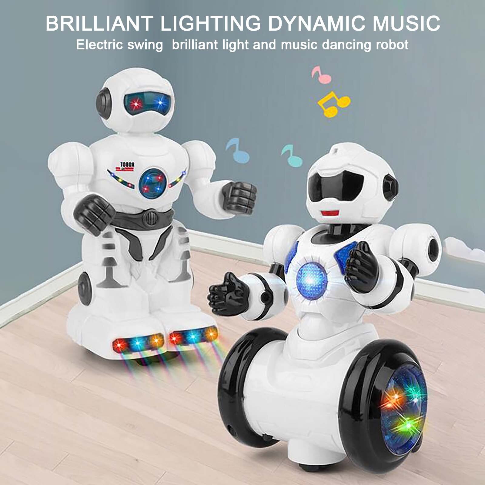 Robot da ballo elettrico per bambini giocattolo LED musica leggera abbagliante danza assemblare Robot per bambini regalo Robot de baile deslombrelli