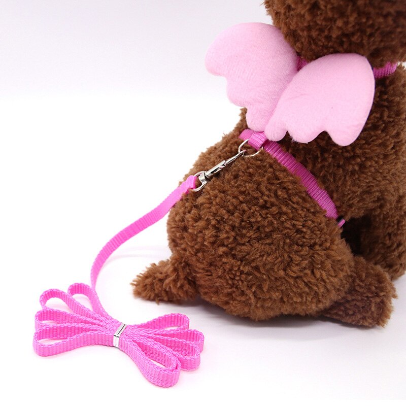 Kleine Hond Kat Riem Leuke Angel Wing Set Verstelbare Hond Met Nylon Riem Angel Wing Kraag Huisdier Lood Kat Hond met Leuke Accessoires: Pink / S