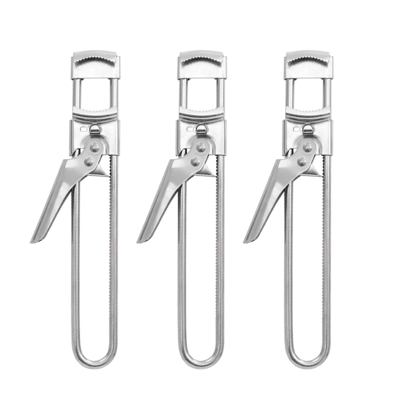 Abridor de latas ajustable, abridor de tarros de acero inoxidable antideslizante, abridor de latas con tornillo que ahorra trabajo, accesorios de cocina, herramientas: Rojo