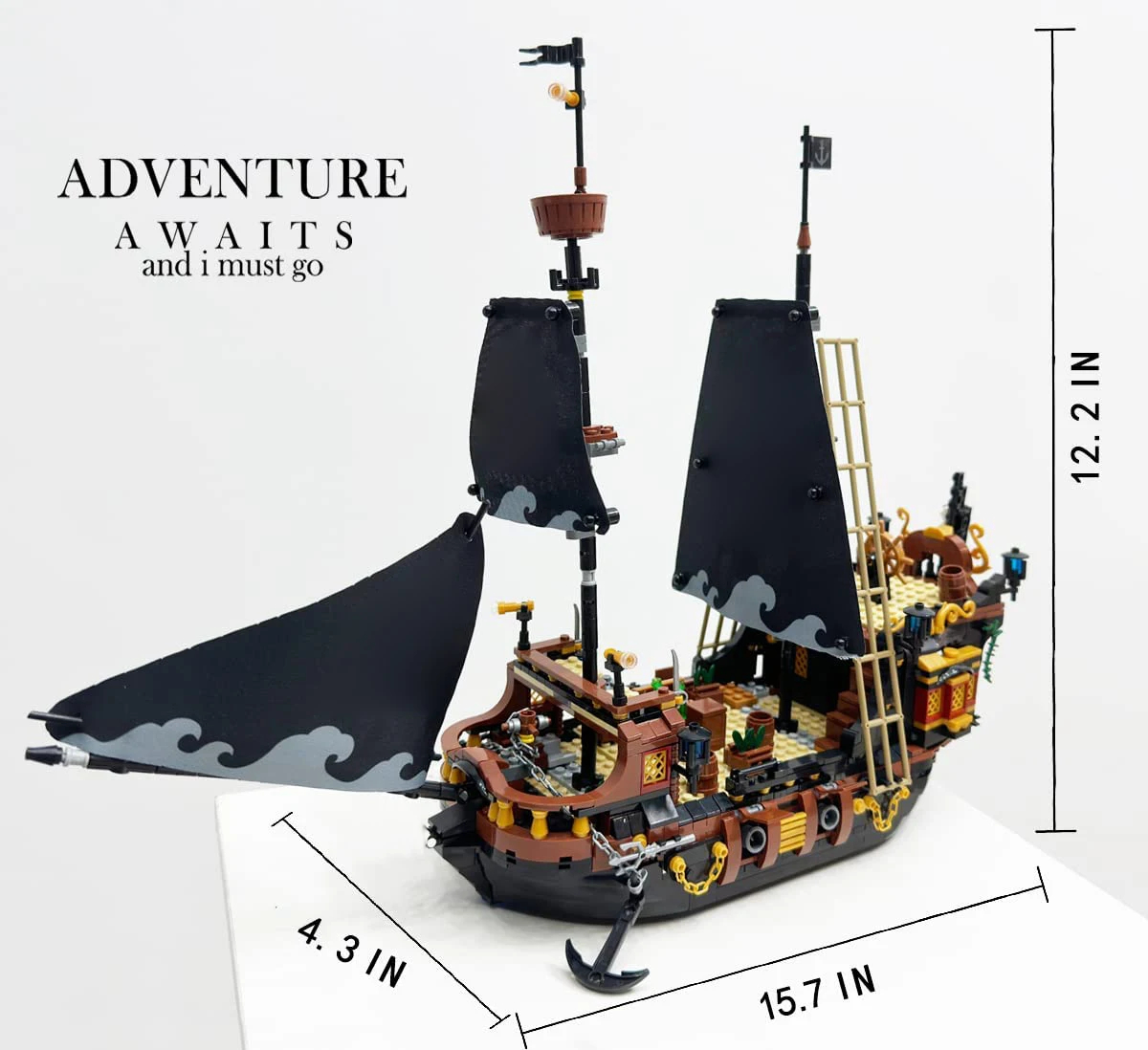 1424Pcs Black Pirates Ship Diy Adventure Pearl Boat Movies Mini Bricks Building Blocks giocattoli modello assemblati regali di natale per bambini