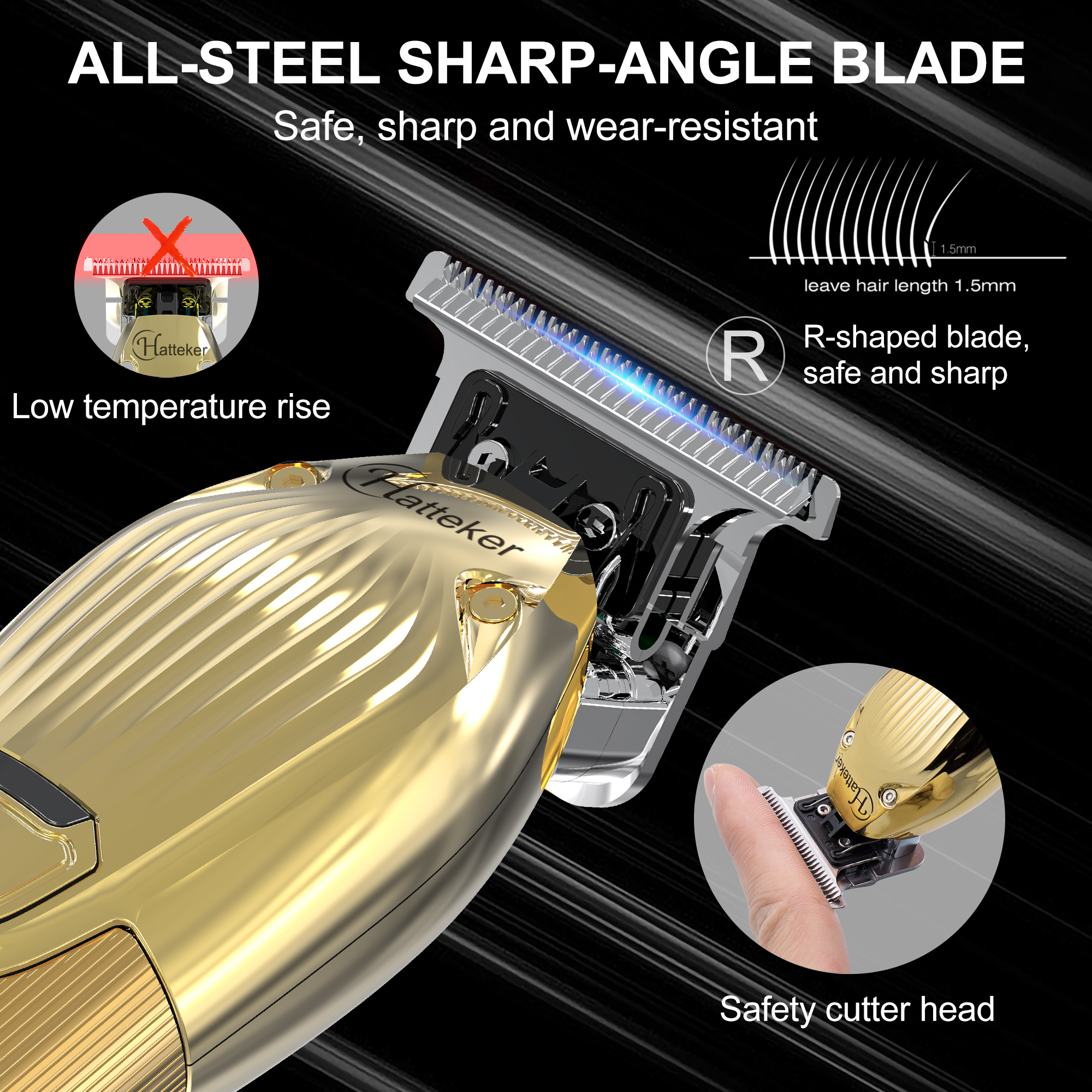 Hatteker Hair Clippers Cordless Pro Li Outlining Trimmer T-blade Hair Cutting Kit Barber Beard Trimmer Kids USB