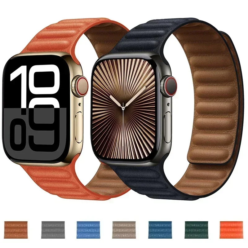 officiële website lederen band voor Apple Watch Band 45 mm 46 mm 42 mm 44 mm 40 mm magnetische lus link armband iWatch 49 mm 10 9 8 7 6