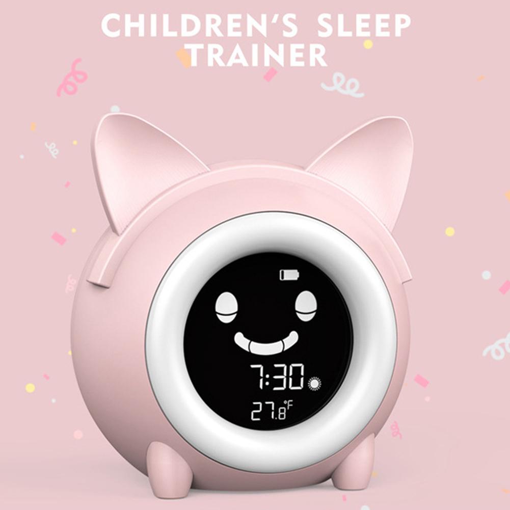 Kids Kinderen Slapen Training Temperatuur Led Licht Lcd Display Wekker Cartoon Wekker Elektronische Klok Nachtlampje