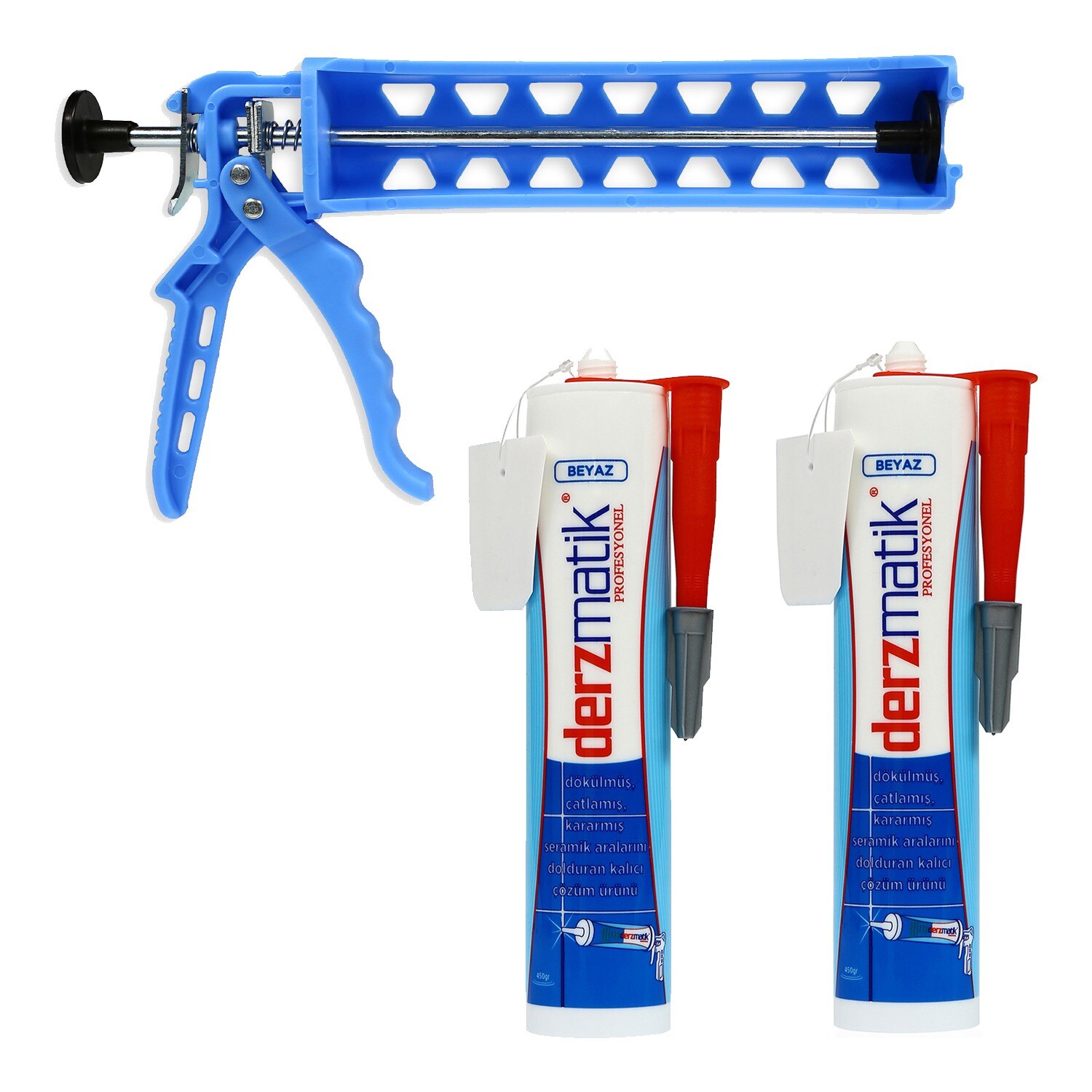 White Ready to Use Tile Grout for Fill The Wall Foor Ceramic Waterproof Mouldproof Gap Filling Agent Sealant Home Construction: 2PC Professional (900gr) + Gun