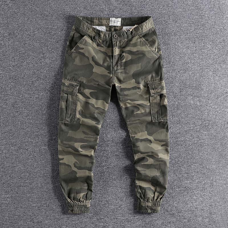 Style américain camouflage salopette hommes de Leggings amples hommes sport décontracté sarouel pantalon multi sac pantalon 0316: 32 / green