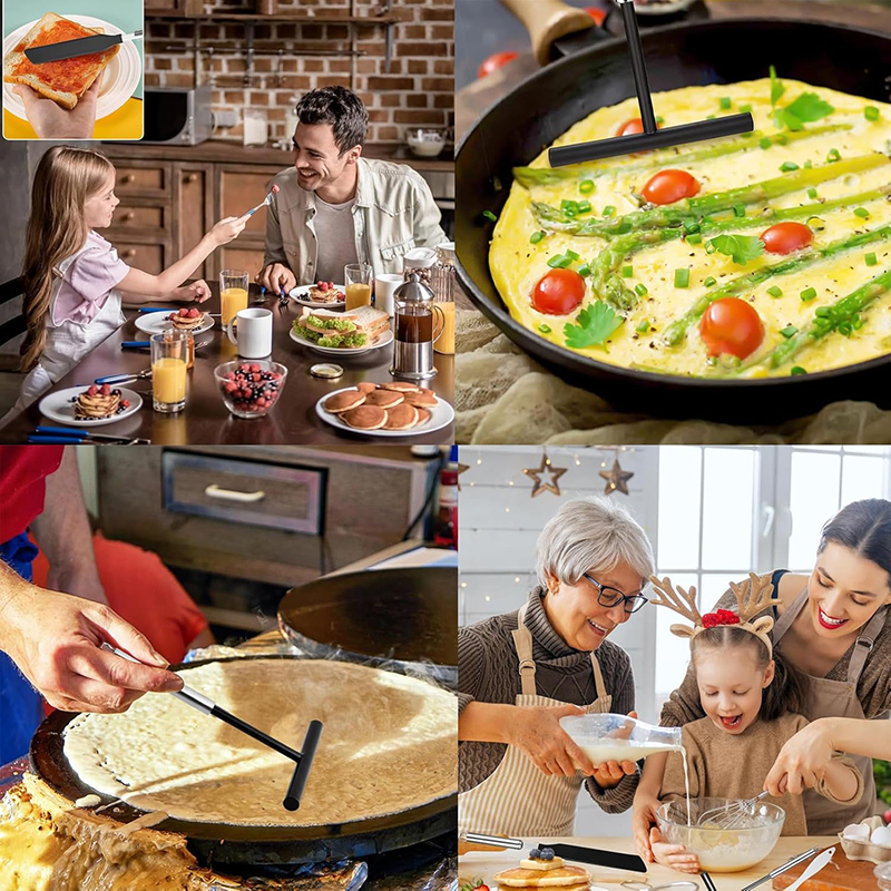 Spalmatore per crepes francese in acciaio inossidabile Spalmatore per crepes e kit spatola Strumenti per spalmare la pastella venire pancake Strumenti per la cottura delle pancake