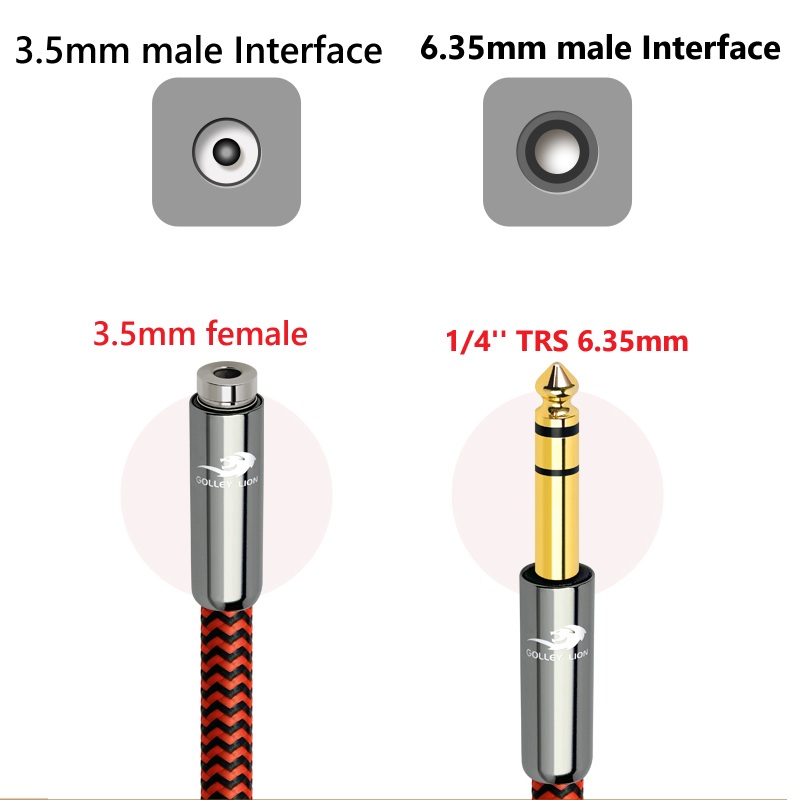 1/4 -tums trs 6.35mm -hane  to 3.5mm -hona jack stereoljudkabel för mixerförstärkare gitarr piano hörlursadapter skärmade sladdar