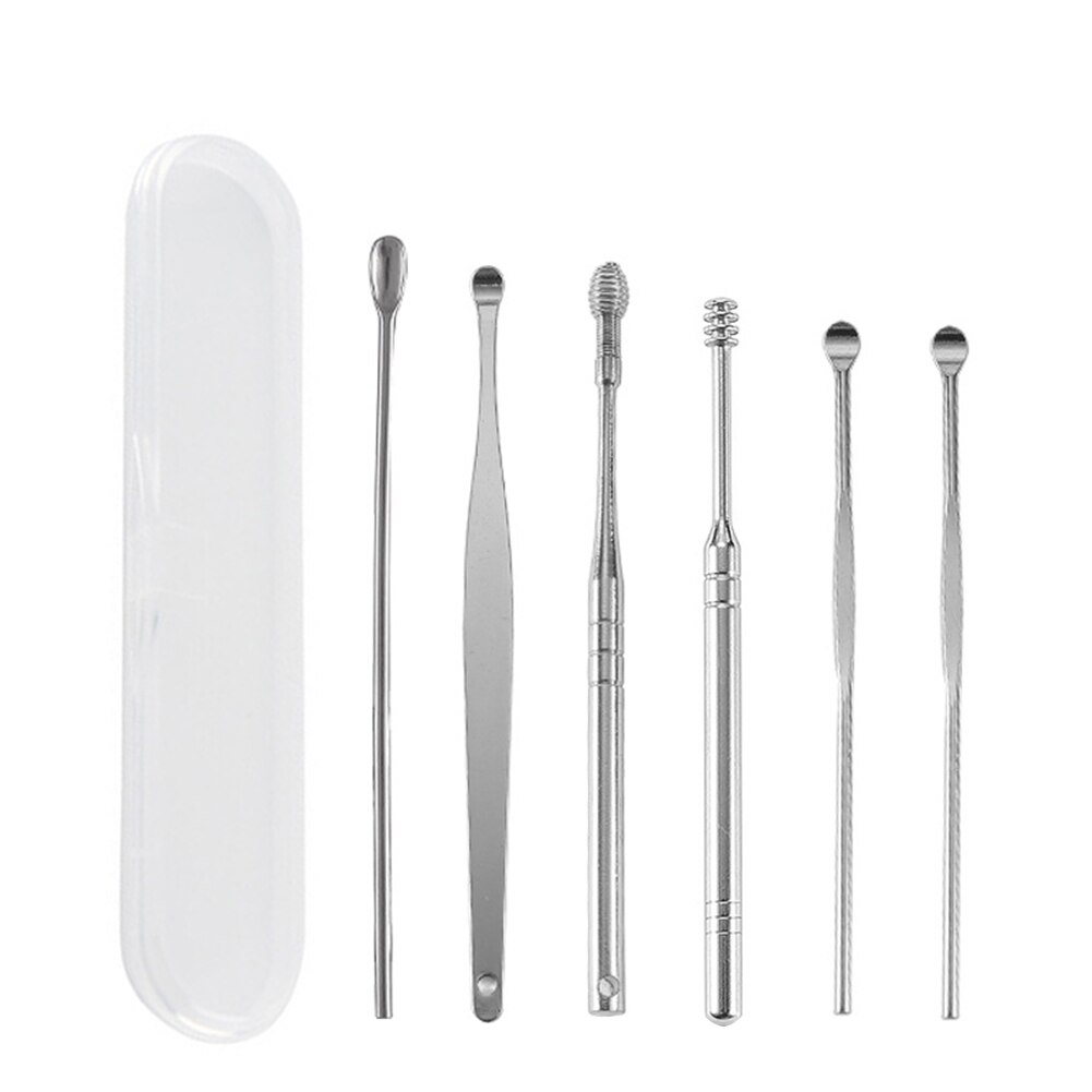 6PCS Ear Cleaner Wax Removal Tool Earpick Sticks Earwax Remover Curette Ear Pick Cleaning Ear Cleanser Spoon Health Care Earpick: 05