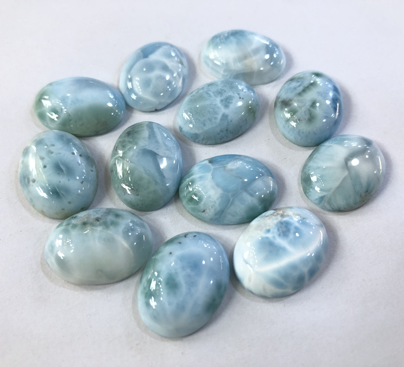 100% echte Larimar Cabochon 15x20mm Flachen boden Oval bilden natürliche Edelsteine Perle Schmuck Accessorie1pc