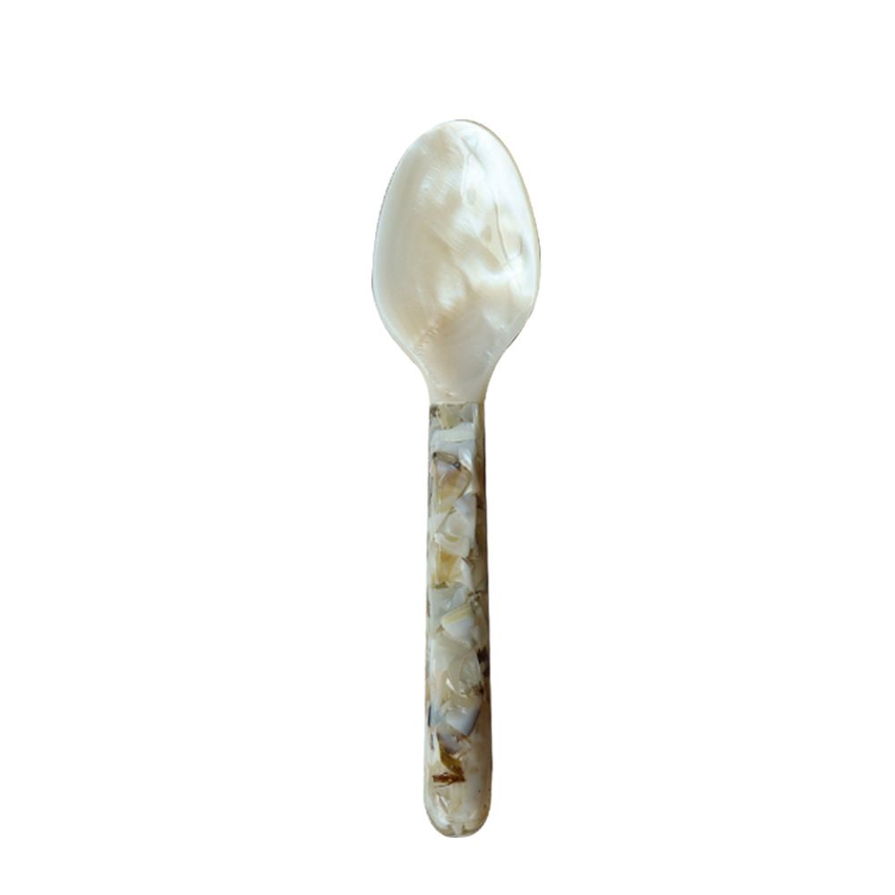 Natural Shell and Resin Spoon Fork Ice Cream Dessert Spoon Caviar Spoon Seashells Stirring Spoons Teaspoon Kitchen Tool: Spoon A