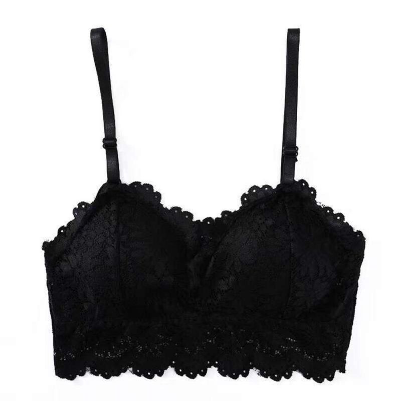 Women Push Up Lace Tube Tops Bra Seamless Padded Bras Adjusted Straps Brassiere