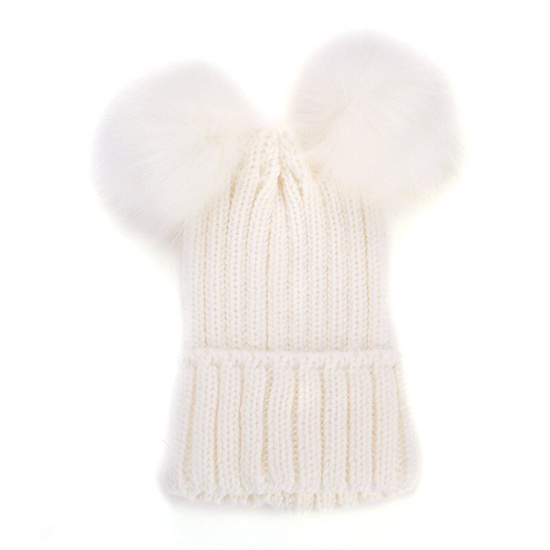 Vinter päls pompom stickad mössa keps kvinnor höst vit skullies mössor casual streetwear varm kvinnlig svart keps