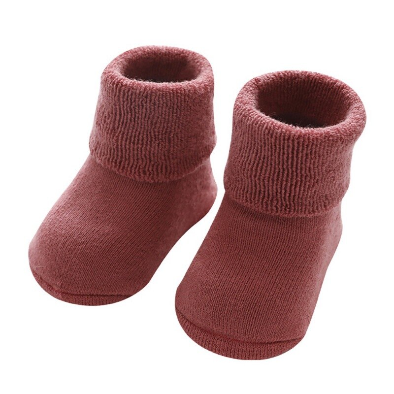 Vinter baby sokker med gummi prik drenge pige sokker spædbarn bomuld baby benvarmere børn gulv sokker skridsikre baby step sokker: R / 6-12m
