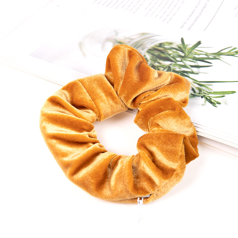 Visier geheimes Haar mit Reiß verschluss Tasche Krawatte Haar Scrunchie Reise Umleitung Stash Safe Container: Gold