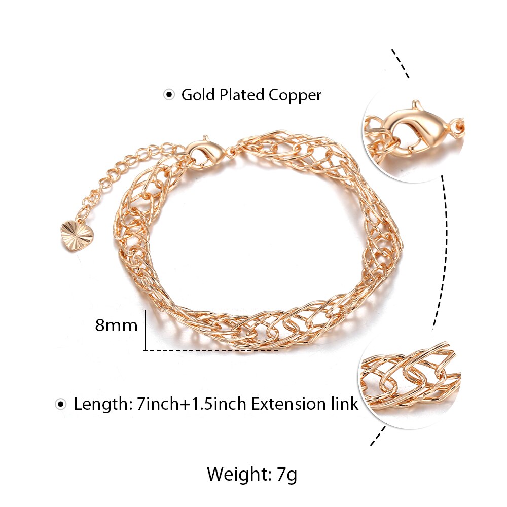 585 Rose Gold Bracelet Bangle for Women Cut Out Carved Flower Heart Oval Wristband Jewelry Party Jewelry LCBM04: Wavy CB36