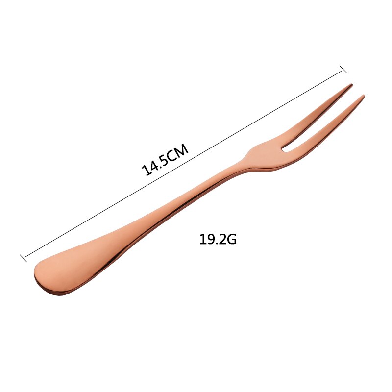2 stk/sett mini delikate forrettsgafler i rustfritt stål med to grener snack frukt dessertgafler cocktail smaksgafler festvalg: Rose gull 2 stk