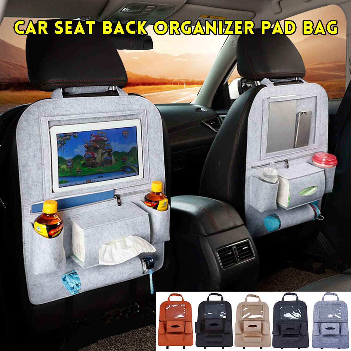 1 Pcs Auto Back Seat Organizer Multi-Pocket Vilt Opbergtas Tablet Auto Houder Multifunctionele Voertuig Opbergtas Auto accessoires