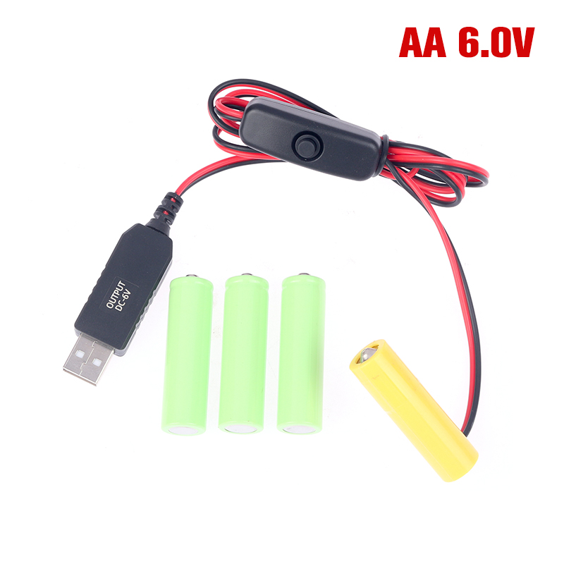 Aaa Attrappe-Batterie Adapter USB-Netzteil Schalter Kabel ersetzen aaa Batterien für Fernbedienungen Kamera Spielzeug LED-Streifen: Himmel Blau