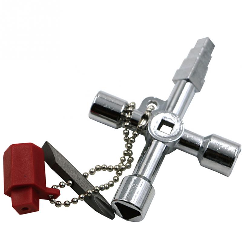 Key Wrench Plumber Multifunction Train Elevator Square Accessories Universal Electrical Cabinet Triangular Switch Cross Wrench