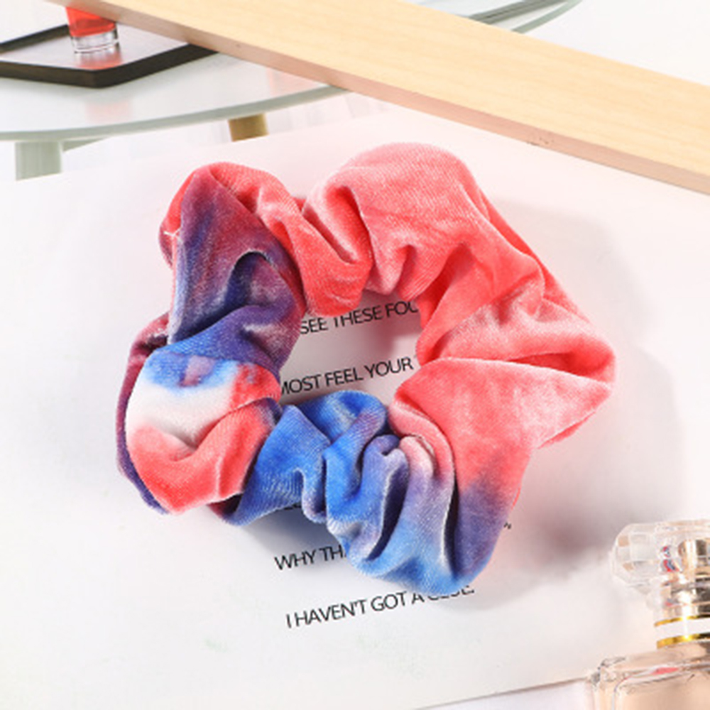 1PC Tie Geverfd Chouchou Fluwelen Haar Accessoires Voor Vrouwen Meisjes Hoofdbanden Elastische Rubber Haar Band Haar Touw Ring Paardenstaart houder