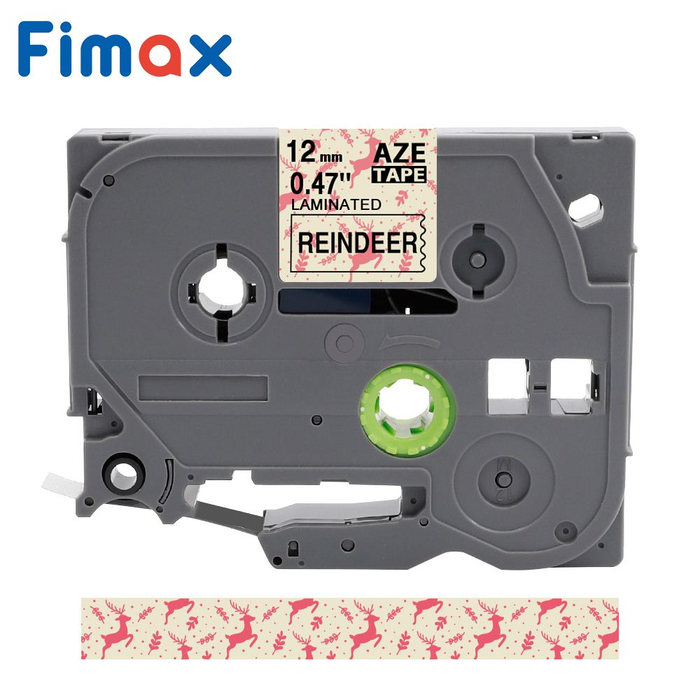 Fimax tze231 Tze-231 tz tape Multicolor Pattern 12mm Compatible for Brother p-touch printer Tz-231 TZ231 for Brother label Maker: Black on Reindeer