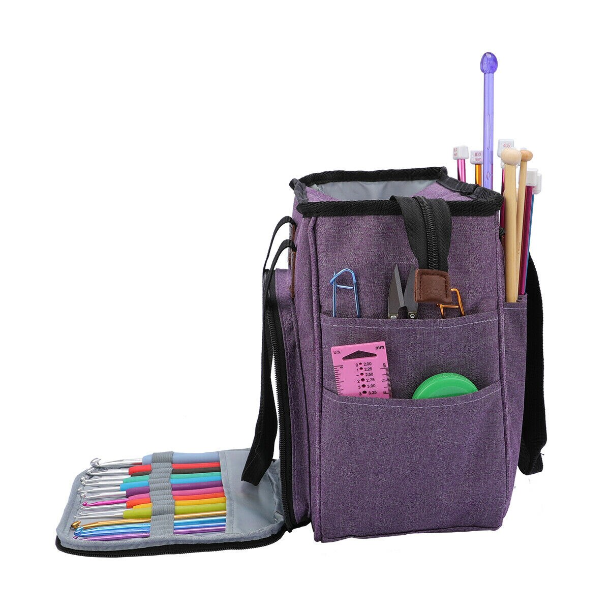 multifunzione uncinetto ganci filato Deposito Tote Borsa maglieria attrezzo accessorio trasportare Organizer Astuccio: VIOLA