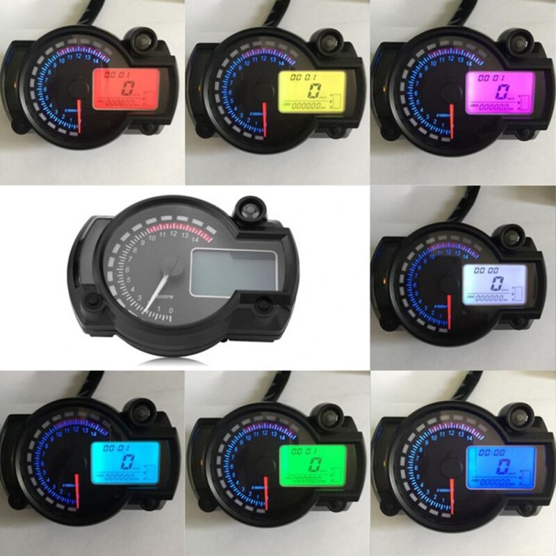 Motorfiets Digitale Display Licht Lcd Snelheidsmeter Kilometerteller Toerenteller Met Speed Sensor Modificatie Universele Snelheidsmeter: Default Title