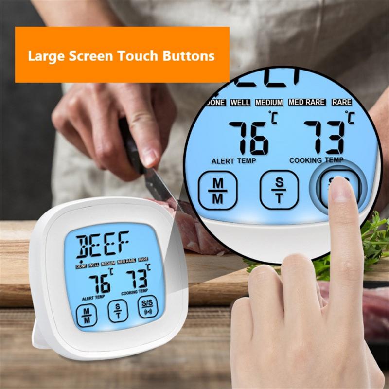 Termómetro de acero inoxidable para horno, medidor de temperatura con pantalla LCD, herramienta de cocina para alimentos y carne, higrómetro, 0 ℃ ~ 250 ℃