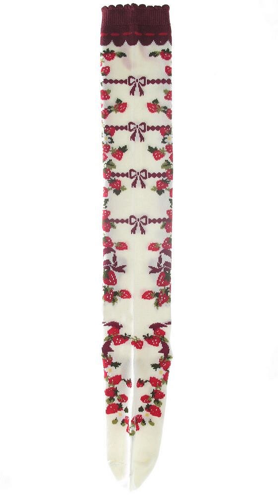 Bas lolita à bretelles pour chaussettes, rose, blanc, princesse japonaise, douce, collants, impression à , chaussettes gothiques