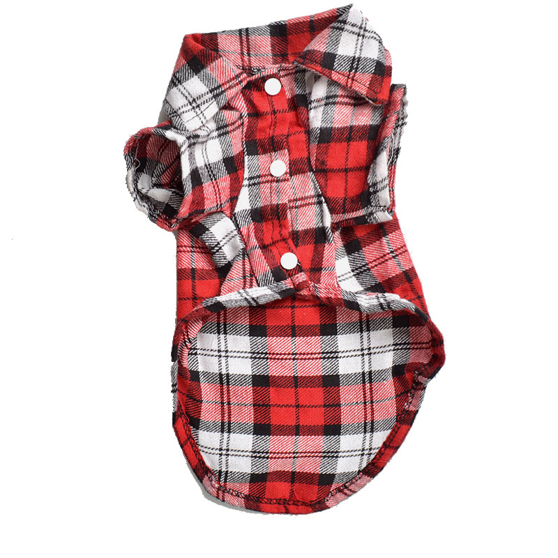 Spring Summer Clothes For Small Dogs Cats Classic Plaid Puppy Pet T-shirt Dog Shirts Cotton Chihuahua Yorkshire Vest Clothing: Red / M