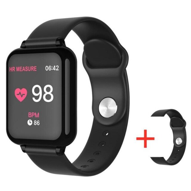 B57 Sport smart watch wasserdicht heart rate monitor blutdruck sport Frauen smartwatch frauen tragbare uhr männer smart uhr: B57 black and black