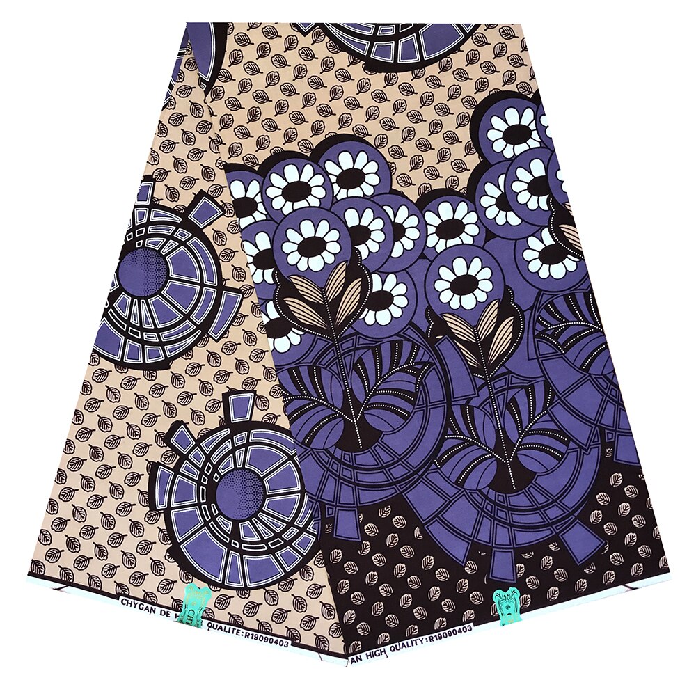 Nigeriansk ægte voksstof til kvinder ankara voks 100%  bomuldstryk voksstoffer pagne 6 yards loincloth afrikansk kjole: Farve 5