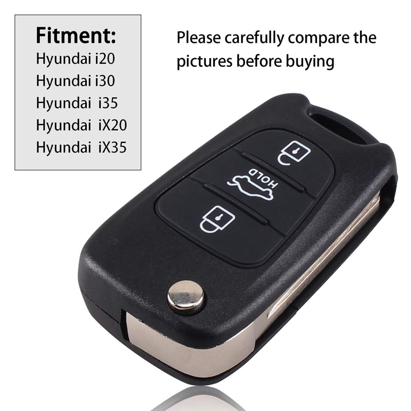 3 Buttons Flip Folding Remote Key Shell Case for Hyundai I20 I30 I35 IX20 IX35