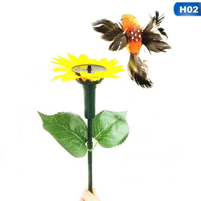 Op zonne-energie werkende vliegende, dansende, fladderende zonnebloemvlinders, kolibrie-tuindecoratie voor tuindecoratie op binnenplaatsen: H02