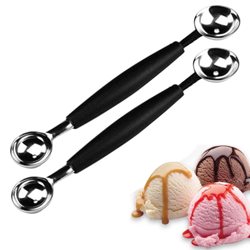 18cm Dual-head Ice Cream Scoop Stainless Steel Fruit Watermelon Digger Baller Scoop Stacks Home Spoon Kitchen Accessories