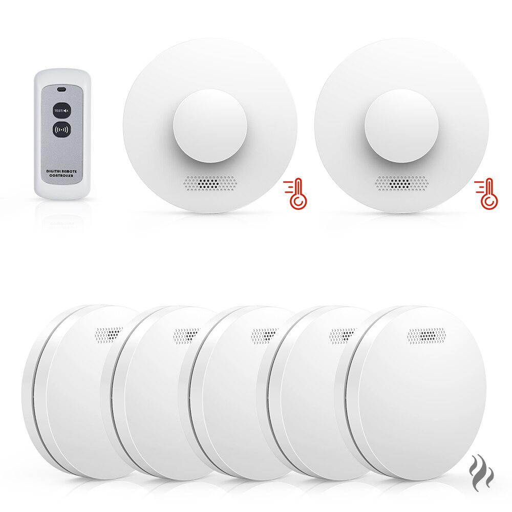 CPVAN Wireles Interlinked Smoke and Heat Alarms with Remote Controller Fire Alarms for Scotland's Smoke Detector Legislation