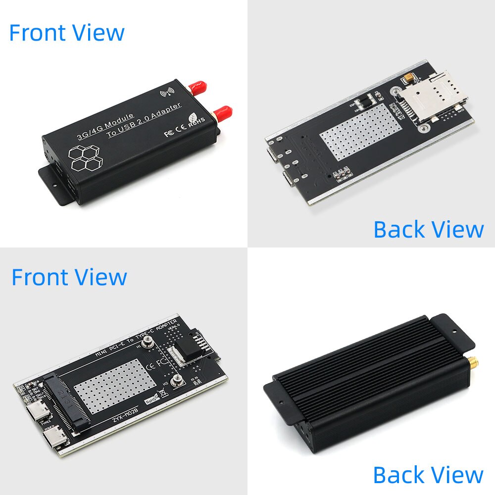 Mini PCIE to USB Wifi Adapter USB2.0 to TYPE C Cable SIM Card Slot 5V Auxiliary Power Support WWAN/LTE/GSM/GPS/HSPA/3G/4G Module