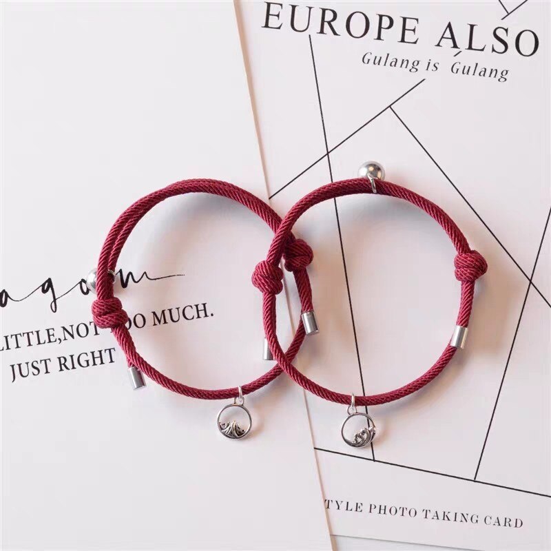 2pcs Attract couples bracelets best friend bracelet men bracelet red black rope weaving magnet attract long-distance lovejewelry