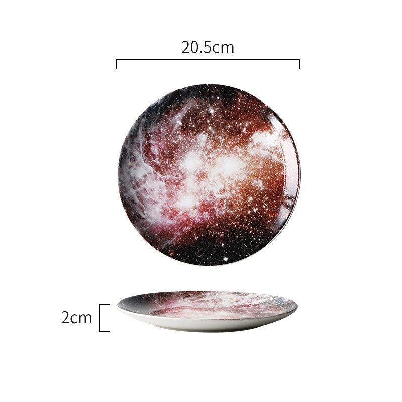 8 Inch Nordic Sterren Ronde Keramische Plaat Porselein Glazuur Diner Plaat Bone China Ontbijt Gebak Dessert Cake Fruit Gerechten Plaat: Galaxy