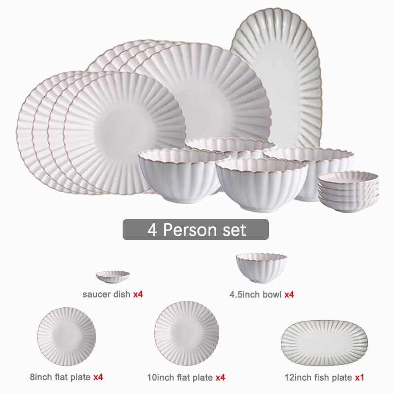 Ceramic Dinnerware Set Food Plates Dishes Dinner Plates Salad Soup Bowl Klin Glaze White Plates and Bowls Set for Restaurant