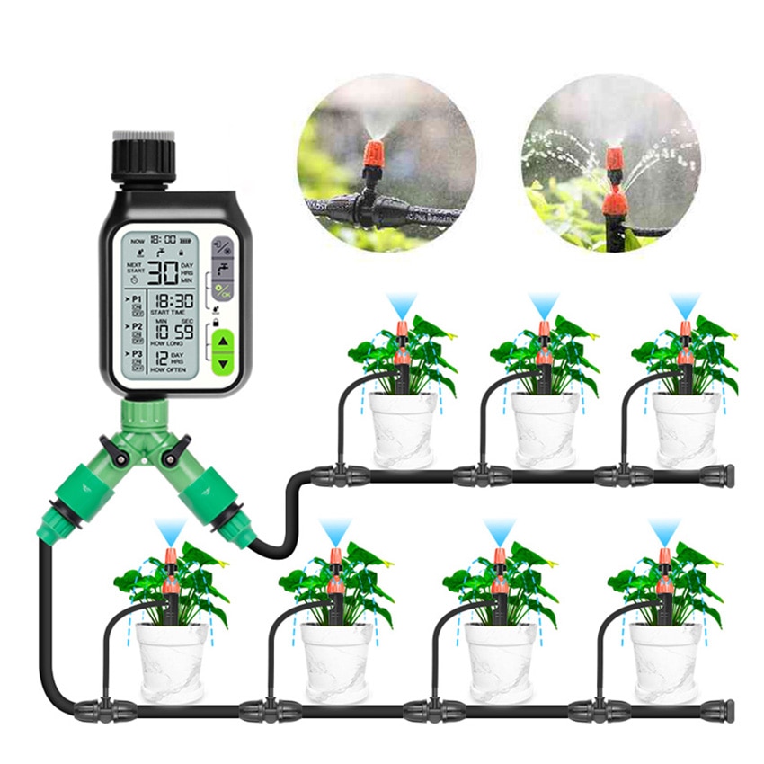 Rainwater Induction Large LCD Screen Automatic Watering Device Garden Balcony Irrigation System Intelligent Sprinkler Controller
