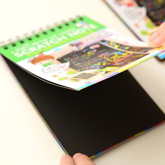 Kids Rainbow Colorful Scratch Art Kit Magic Drawing Painting Paper Notebook Color Handwriting Board Doodle Painting