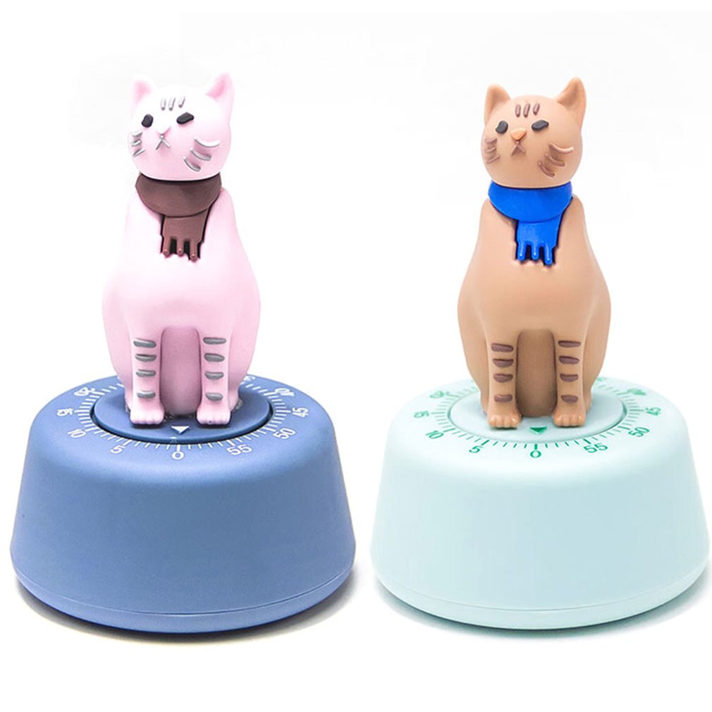 Lazy Cat Timer Lesson Time Manager Kitchen Timer Mechanical Reminder Cute Cartoon Timer Kitchen Tools