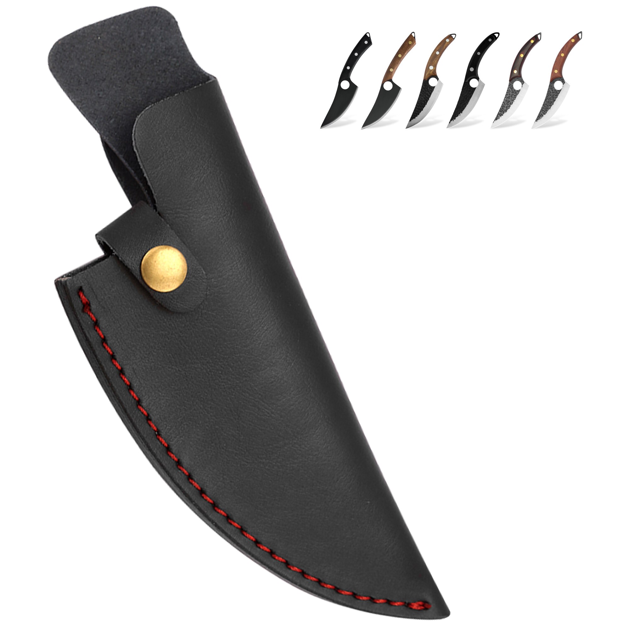 XYJ-Funda de cuchillo para deshuesar cuchillos de 5,5/6 pulgadas, Funda de cuero con lazo para cinturón, Protector de hoja, funda para filetear cuchillos: 6 inch black