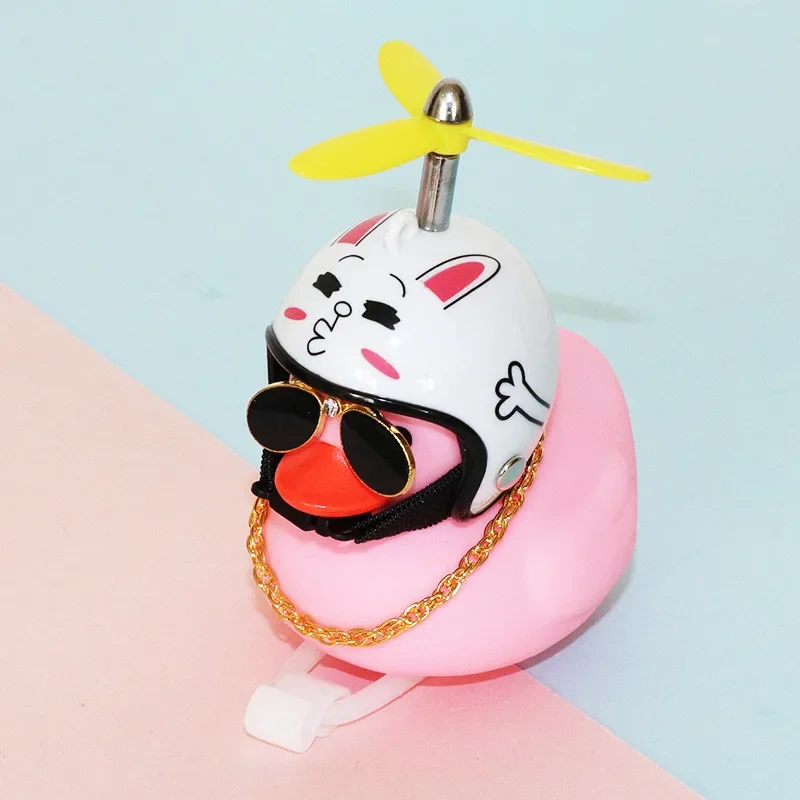 Timbre de bicicleta Daffy Pink Duck con casco, hélice, accesorios de goma para bicicleta, moto MTB, bocina de bicicleta para niños, luz de capitán de pato: Rojo